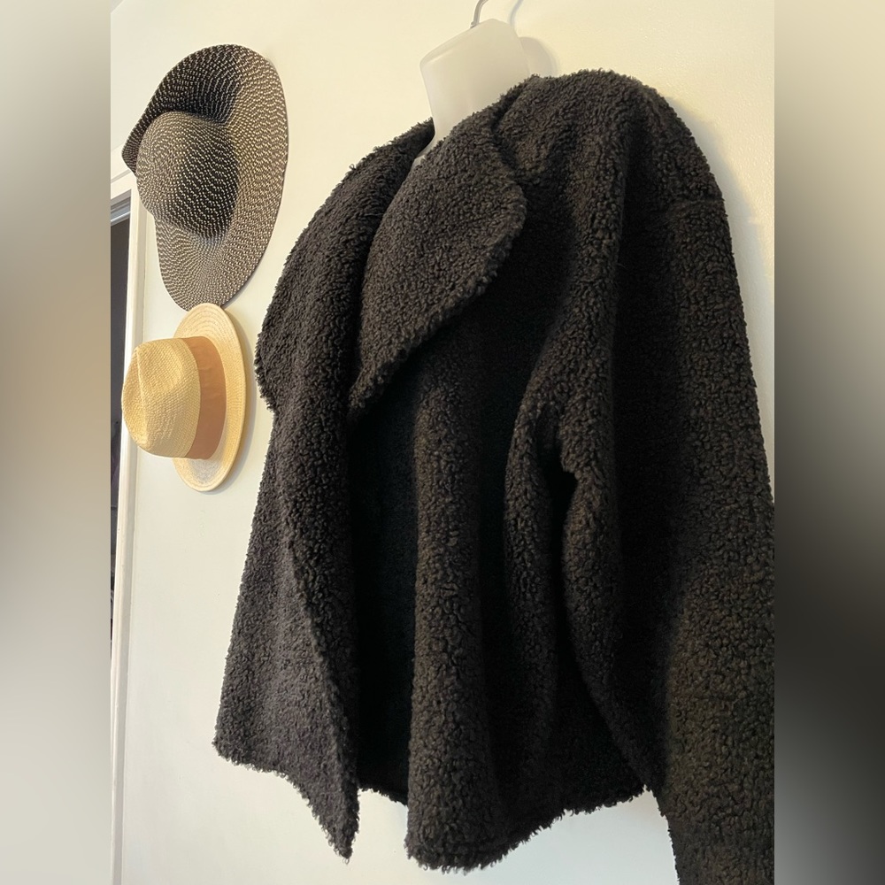 Express Sherpa Open Front Jacket Collar Soft Blac… - image 8